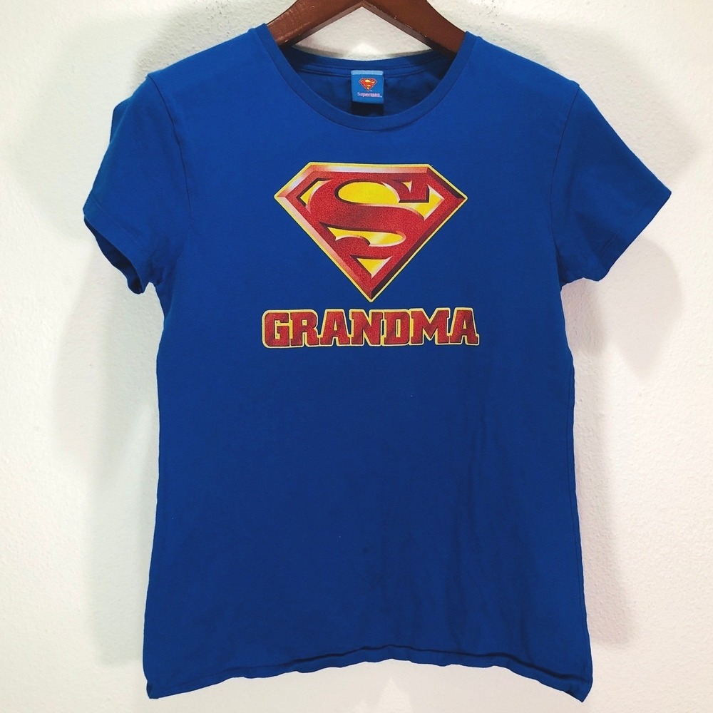 Super Grandma Graphic T-Shirt Blue Alstyle Cotton Tee Womens 2XL DC Comics